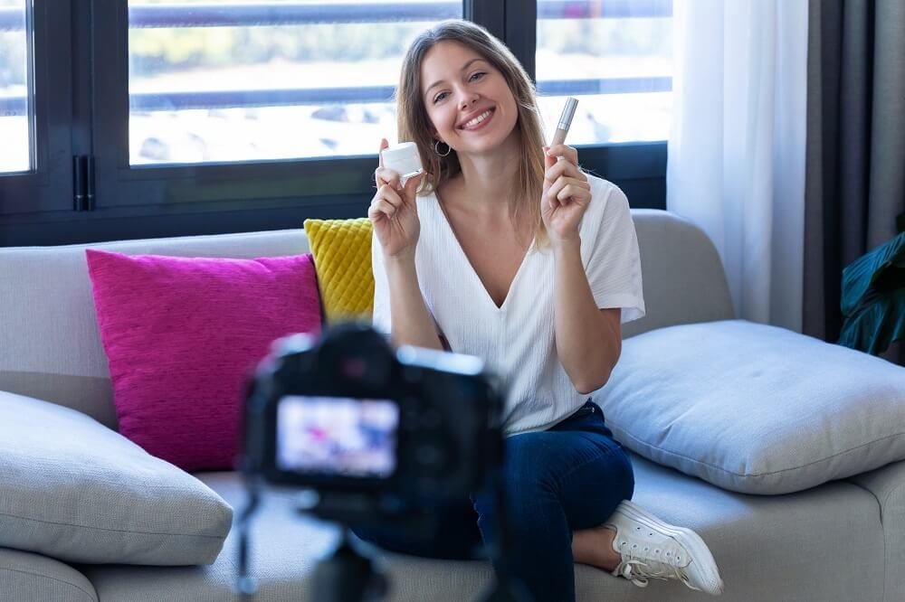 woman live streaming new product for conversions